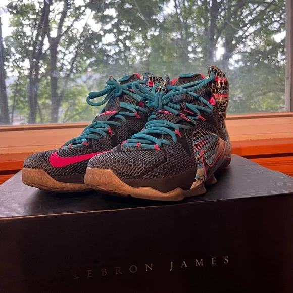 Sz 9.5 Nike Lebron “Lagoon” 12s Sz South Pink Blue Clean - Picture 2 of 8